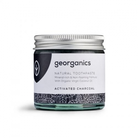GEORGANICS Mineralna pasta do zębów w słoiku z aktywnym węglem i miętą pieprzową Activated Charcoal 60ml